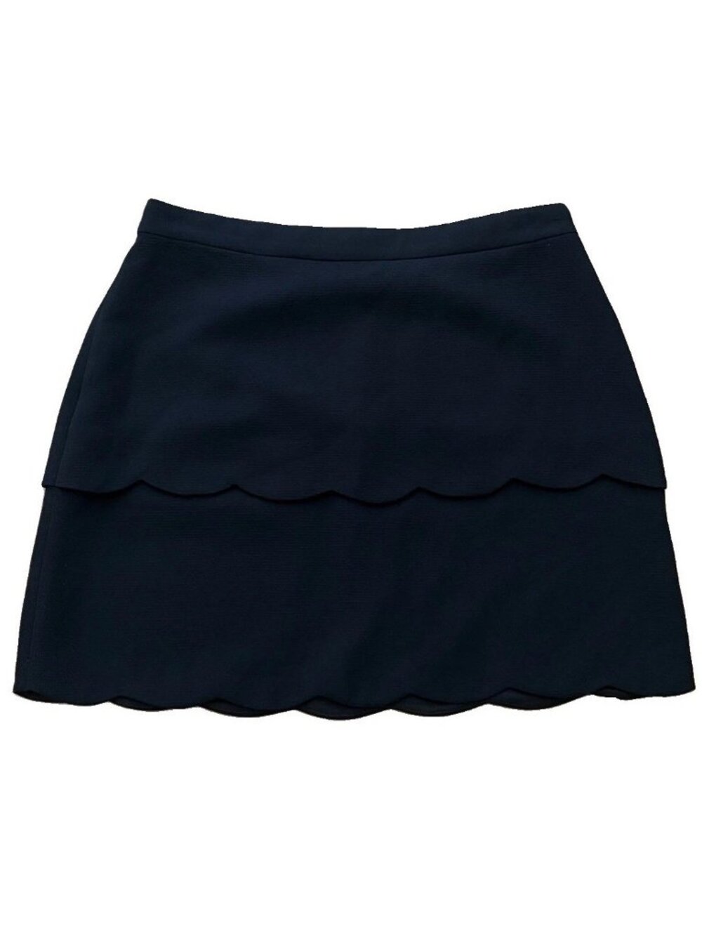 Club Monaco Size 8 Tiered Scalloped Mini Skirt Black